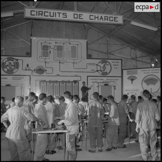 Cours de mécanique générale au Centre d'instruction de Français de souche nord-africaine (FSNA) CISM 3 de l'Alma.