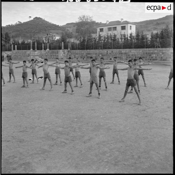 Centre de formation de la jeunesse algérienne : cours d'éducation physique.