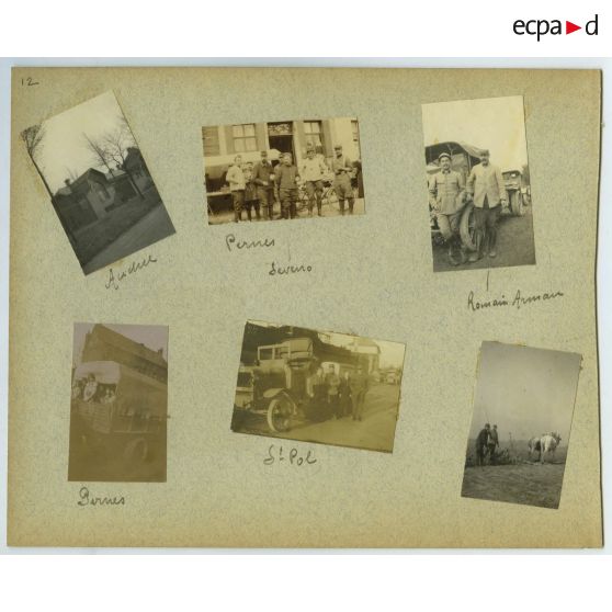 Onzième page de l'album dérelié de Georges Pila relatif à la première guerre mondiale.