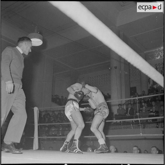 Demi-finale et finale interarmes de boxe d'Afrique du Nord. [Description en cours]