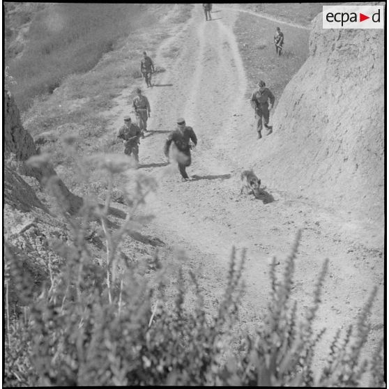 Patrouille dans un paysage montagneux. [Description en cours]