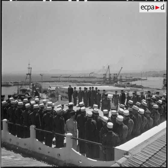 Cérémonie au centre de détente interarmées en présence du prince et de la princesse Napoléon. [Description en cours]