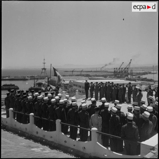 Cérémonie au centre de détente interarmées en présence du prince et de la princesse Napoléon. [Description en cours]