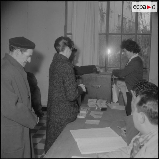 Alger. Référendum sur l'autodétermination. Un bureau de vote du boulevard du Télemly.