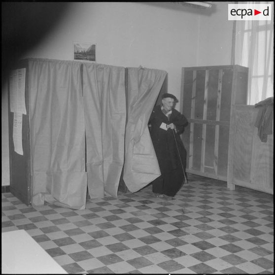 Alger. Référendum sur l'autodétermination. Un bureau de vote du boulevard du Télemly.