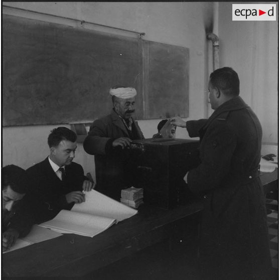 Alger. Référendum sur l'autodétermination. Un bureau de vote du boulevard du Télemly.