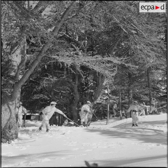 Tikjda. 22e bataillon de chasseurs alpins (BCA). Elèves sous-officier en patrouille.