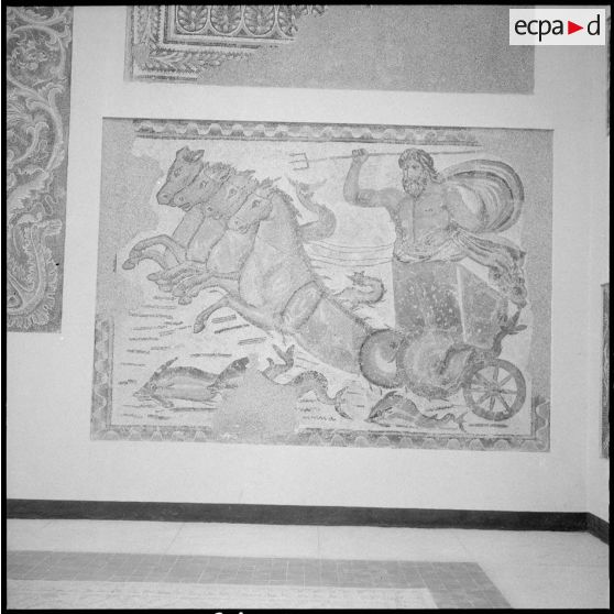 Timgad. Musée. Une mosaïque représentant Neptune.