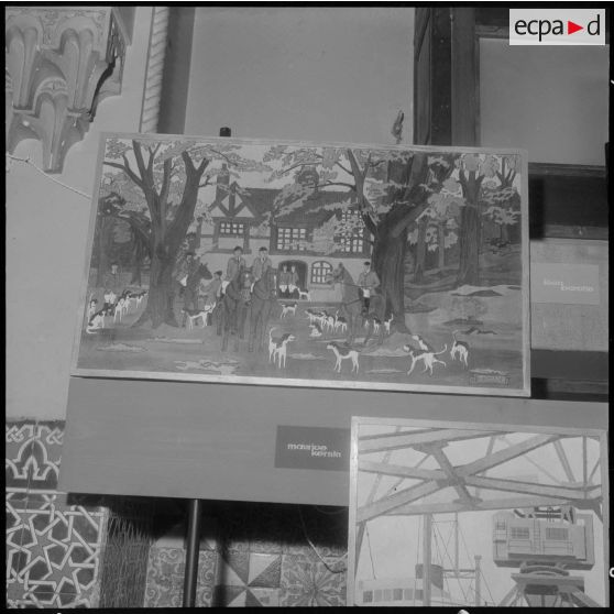 Alger. Hall du journal Le Bled. Exposition "Activités et loisirs". Peinture.