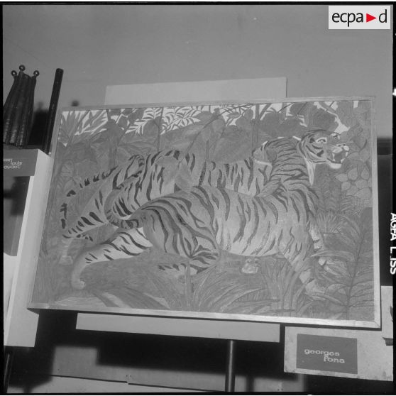 Alger. Hall du journal Le Bled. Exposition "Activités et loisirs". Peinture.