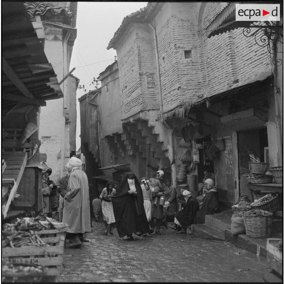 Constantine. Une rue commerçante.