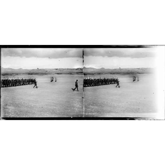 Le général Hamelin passe les troupes en revue. [légende d'origine]