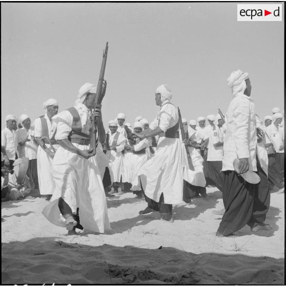 Bir el Adal. Cérémonie de l'échange des montures. Danses et musiciens.