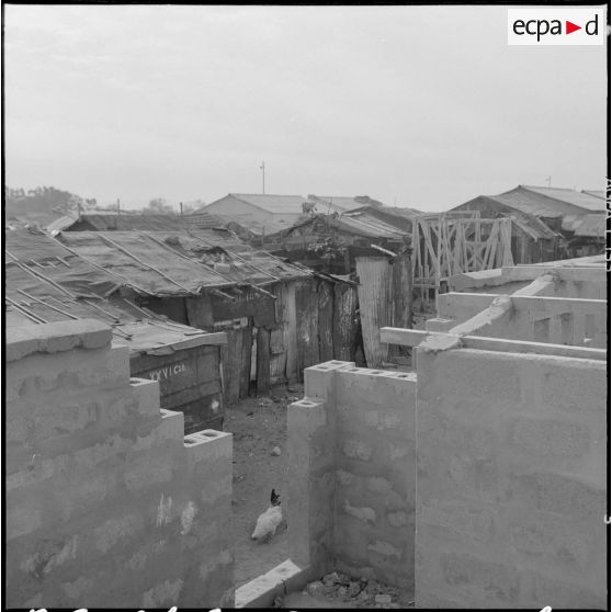 Sidi Salem. Gourbi et nouveau logement.