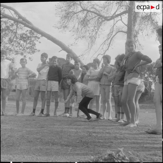 Orléansville. Centre éducatif Albert Camus. Education physique des élèves des différentes écoles.