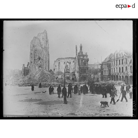 Arras (Pas-de-Calais). Une délégation de la Conférence de la Paix visite la ville. [légende d'origine]