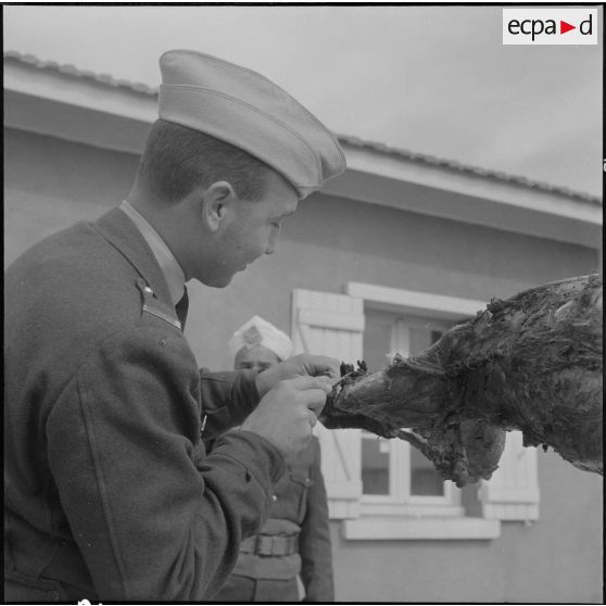 Algérie. Des militaires fêtent l'aïd el-séghir. Le méchoui.