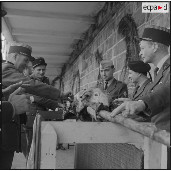 Algérie. Des militaires fêtent l'aïd el-séghir. Le méchoui.