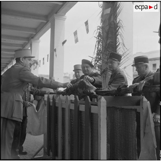 Algérie. Des militaires fêtent l'aïd el-séghir. Le méchoui.