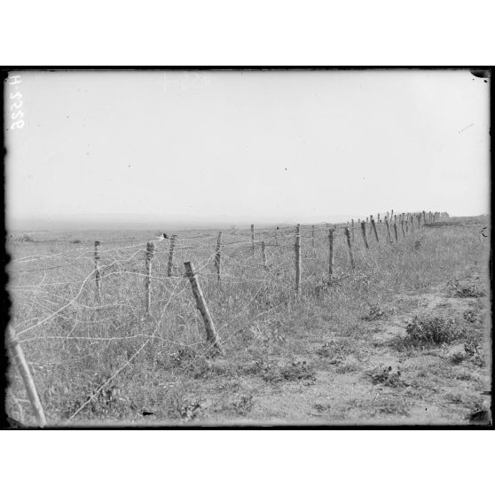 Dogandzy. "La Vedette". Réseaux defils de fer en avant de l'ouvrage. [légende d'origine]