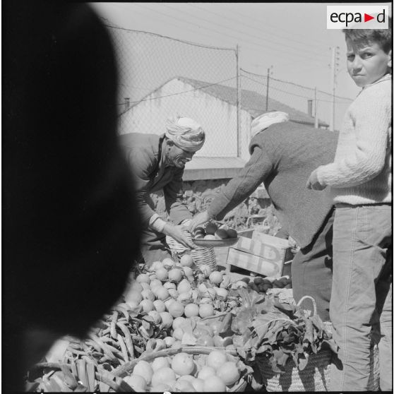 Fondouk. Marché. Marchand de fruits et légumes.