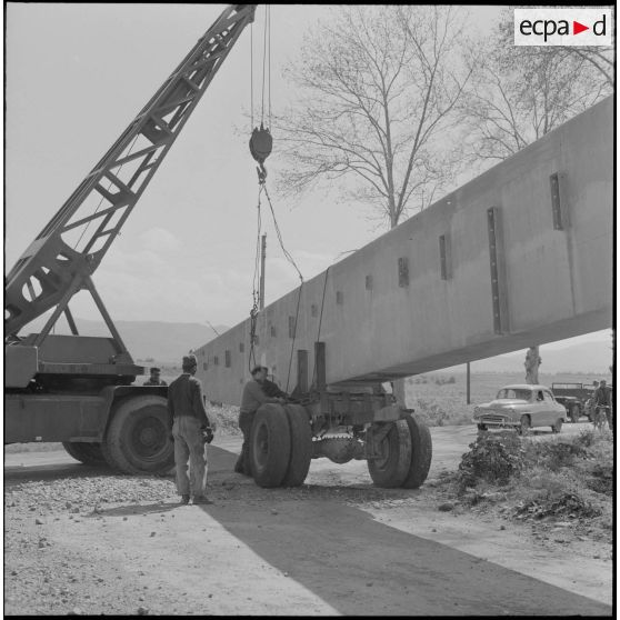 Région d'Alger. La vie dans les champs. Des ouvriers sur un chantier.
