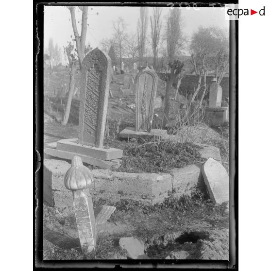 [Cimetière turc de Salonique. Stèles sculptées et gravées.]