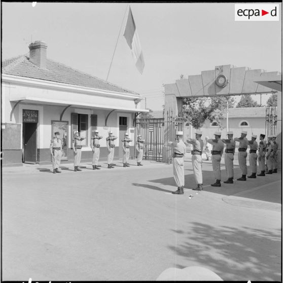 Cérémonie du 1er régiment étranger d'infanterie (REI) à à la caserne de Sidi-Bel-Abbès.