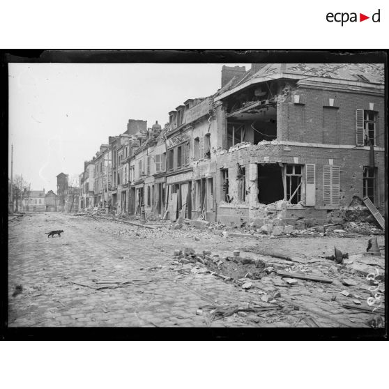 [Dans la ville d'Amiens en ruine.]