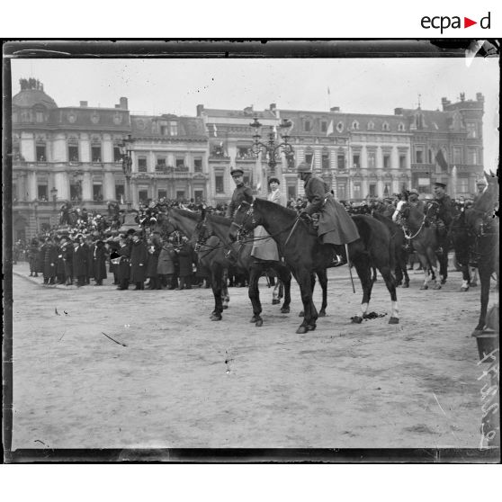 Liège, entrée des souverains belges. Le roi et la reine. [légende d'origine]