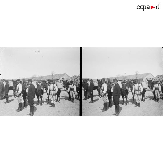 1307. Manoeuvre d'artillerie, pièce de 65 de montagne. [légende d'origine]