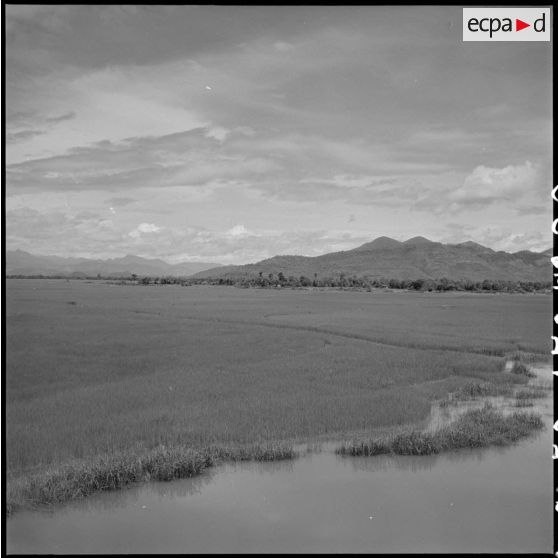 Rizières et paysage montagneux dans la province de Khanh Hoa.