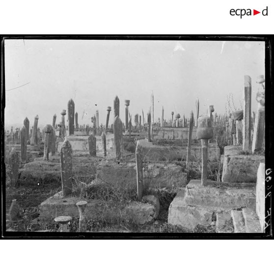 [Cimetière turc de Salonique, en Grèce : stèles.]