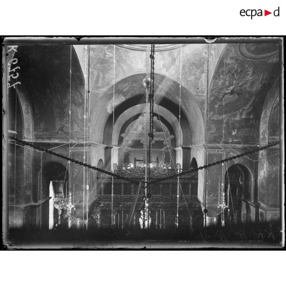 Mont Athos. Intérieur de l'église de Vatopédi. [légende d'origine]