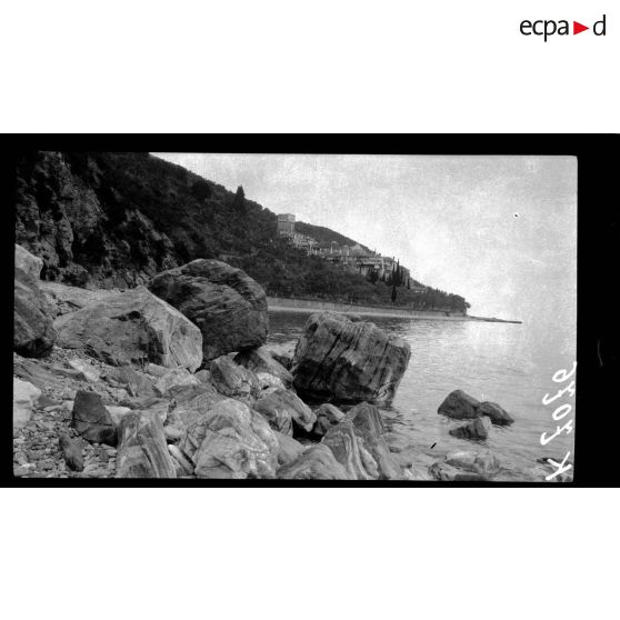 Mont Athos. Monastère de Dochiarion. [légende d'origine]