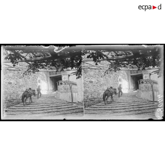 Mont Athos. Monastère de Simonos Pétra. L'entrée. [légende d'origine]