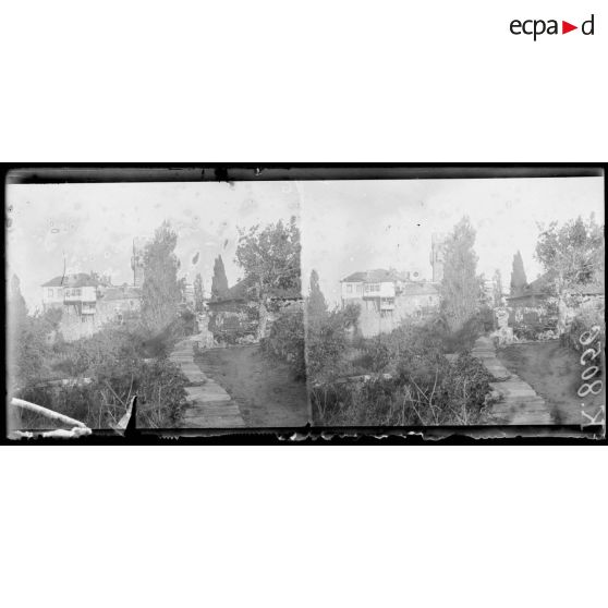 Mont Athos. Monastère de Stravoniketa. Façade ouest. [légende d'origine]