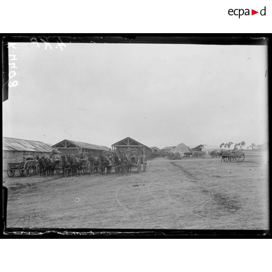 Mikra. Grand dépôt de l'intendance. Les voitures. [légende d'origine]