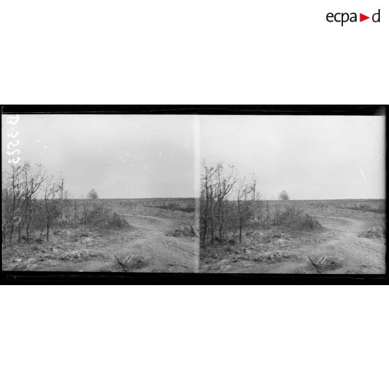 Bois de Méréaucourt (Somme), éclatement d’obus. [légende d’origine]