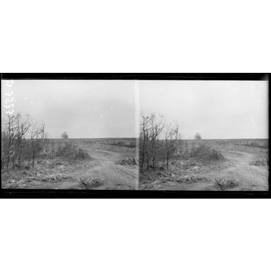 Bois de Méréaucourt (Somme), éclatement d’obus. [légende d’origine]