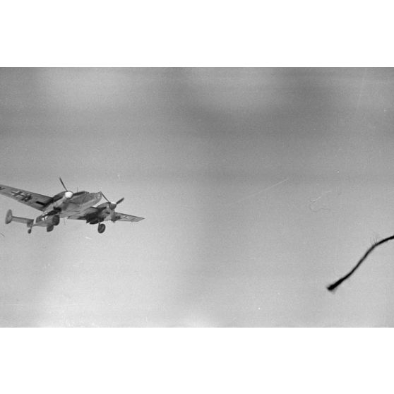 Des chasseurs lourds Messerschmitt Bf-110 du Zerstörergeschwader I (ZG 1).