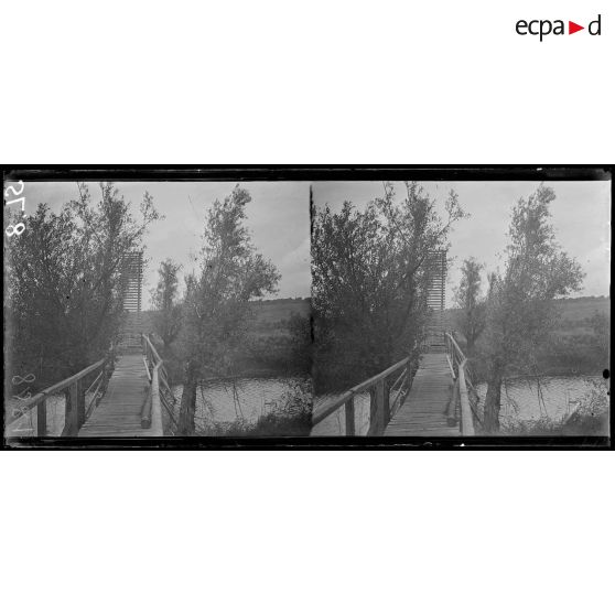 Nomény, une passerelle sur La Seille. [légende d'origine]