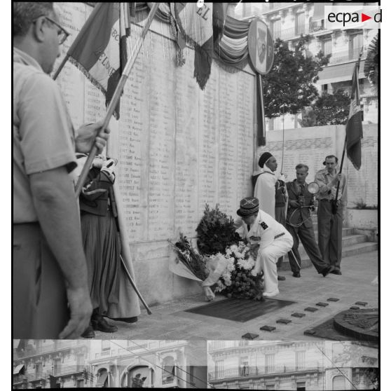 Le général de corps d'armée Cherrière dépose une gerbe au monument aux morts d'Alger.
