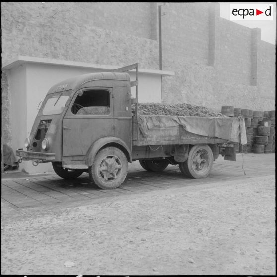 La pesée du raisin avant  le décharge dans les cuves.