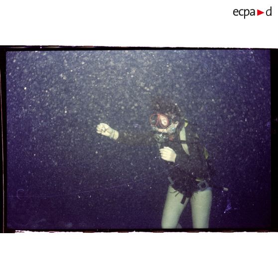 Vue sous-marine dans les eaux polynésiennes de l'océan Pacifique. Plongeuse.