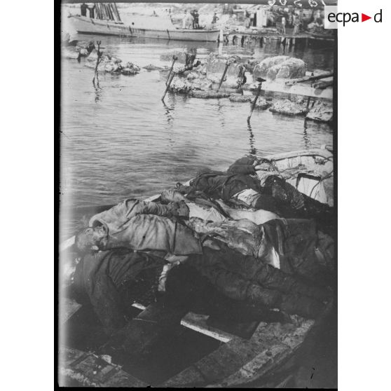 Corfou. Après la retraite. Les cadavres des Serbes sont entassés sur les quais. [légende d'origine]