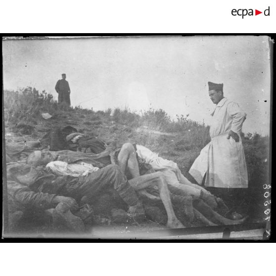 Corfou. Après la retraite. Squelettes de Serbes dans les champs. [légende d'origine]