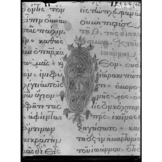 Mont Athos, monastère de Vatopedi. Miniature lettre T. [légende d'origine]