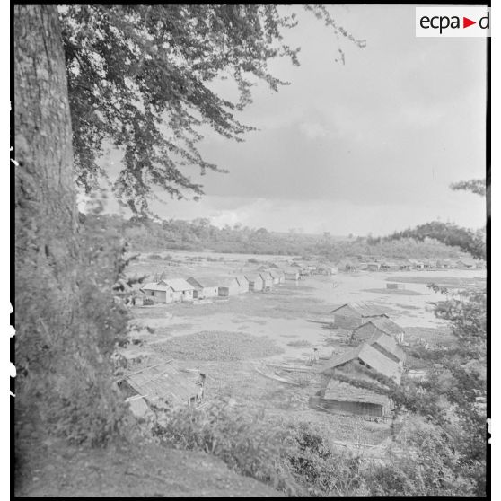 Habitations vernaculaires sur les rives du Mékong.