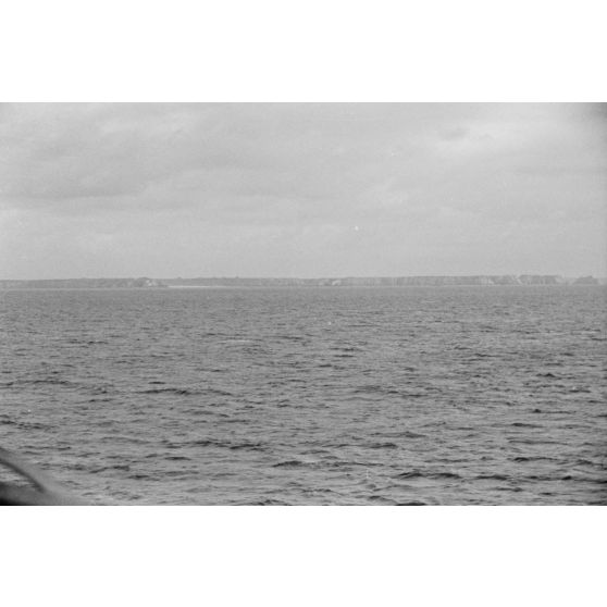 Un dauphin ou une baleine photographié depuis un briseur de blocus (Sperrbrecher).